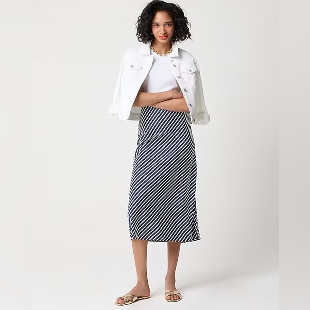 Striped midi slip skirt